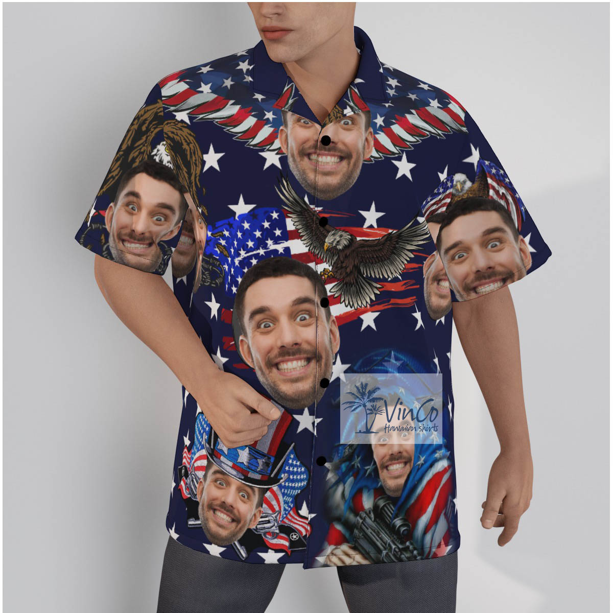 Custom Face American Eagles 4th Of July Hawaiian Shirt - variant image 1