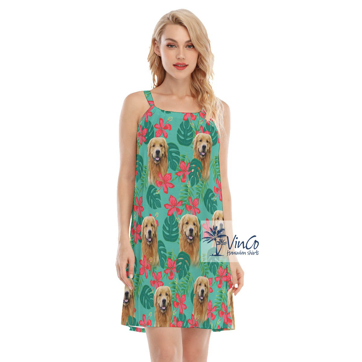 Custom Pet Faces Floral Summer Dress For Women - variant image 1