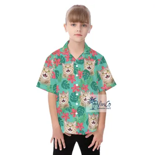 Custom Cat Faces Hawaiian Shirt For Boys And Girls