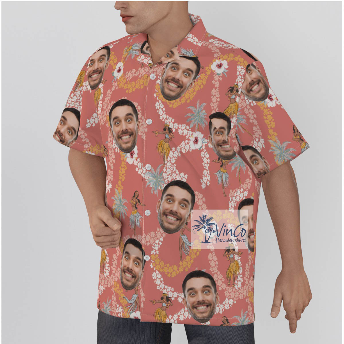 Funny Custom Face Hula Girl Vintage Hawaiian Shirt