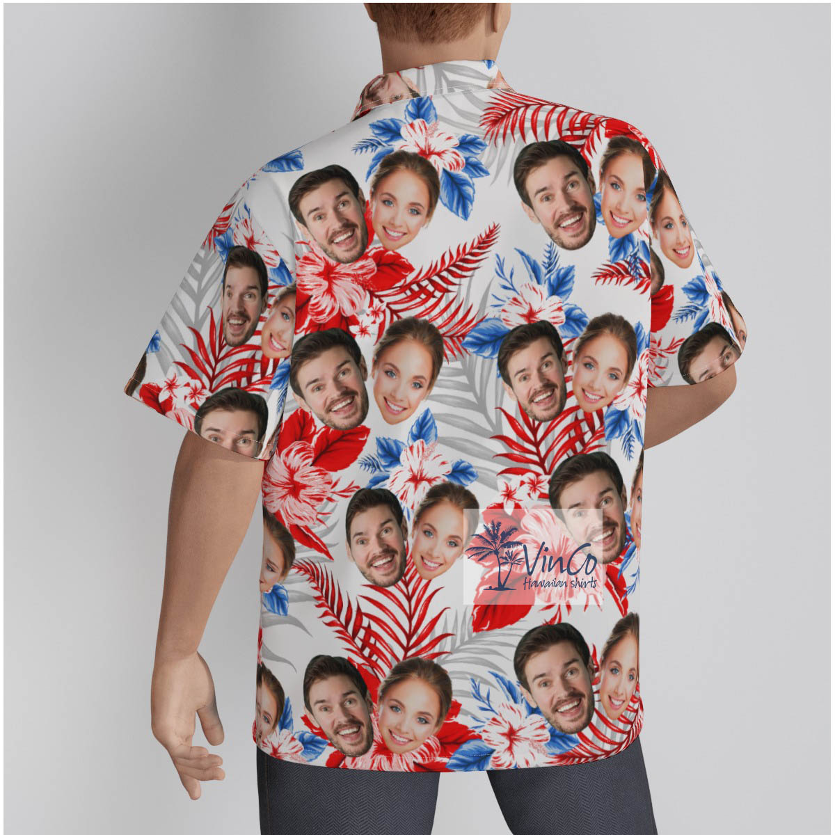 Custom Hibiscus Hawaiian Shirt With Couple Faces