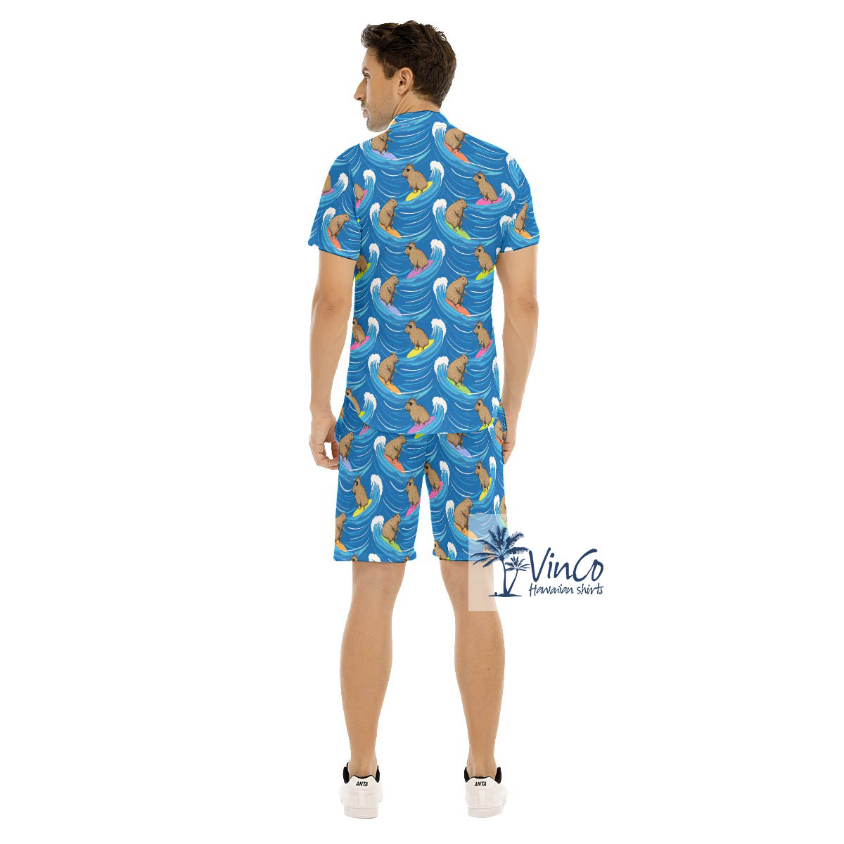 Capybara Hawaiian Button Up Shirt Set For Men