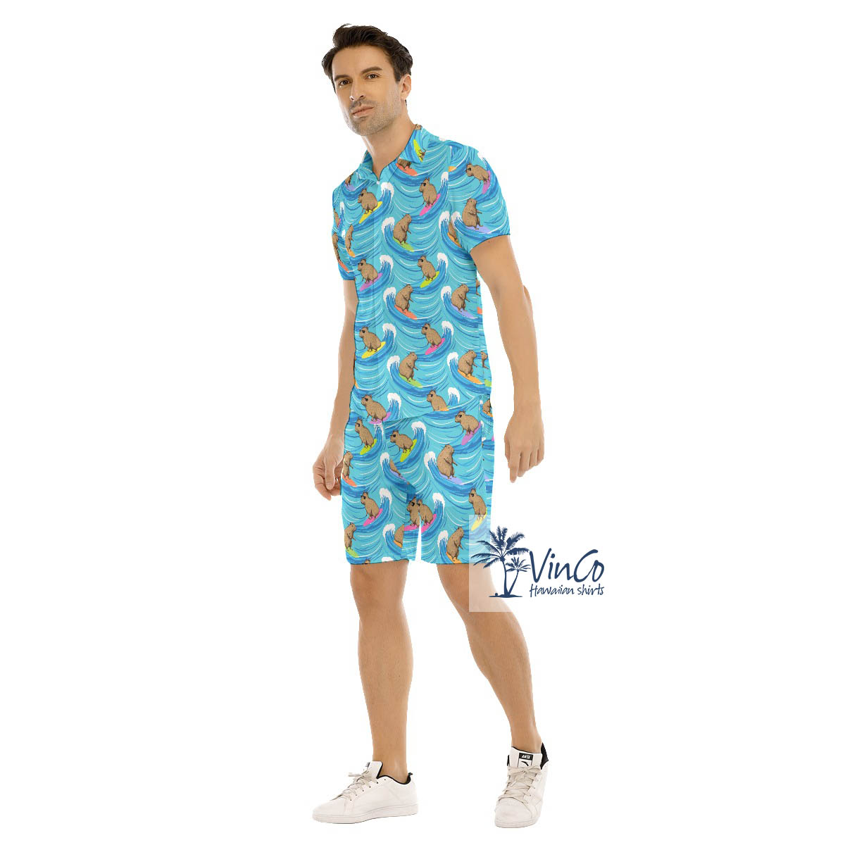 Funny Capybara Summer Hawaiian Shirt Set For Beach Vacation