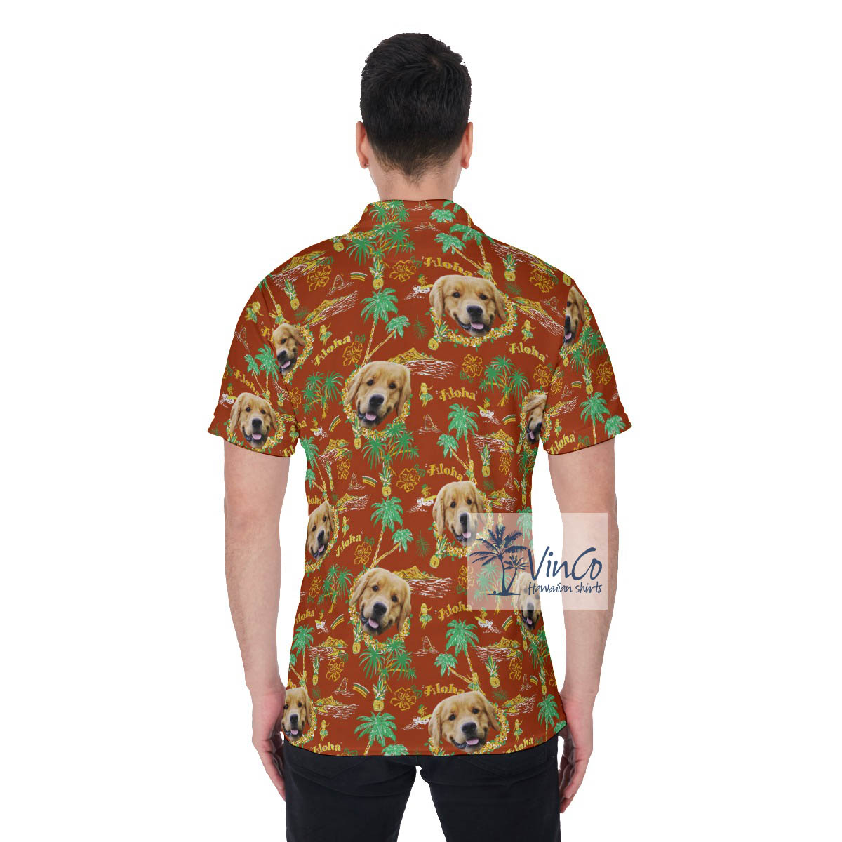 Tropical Island Custom Dog Face Vintage Hawaiian Polo Shirt
