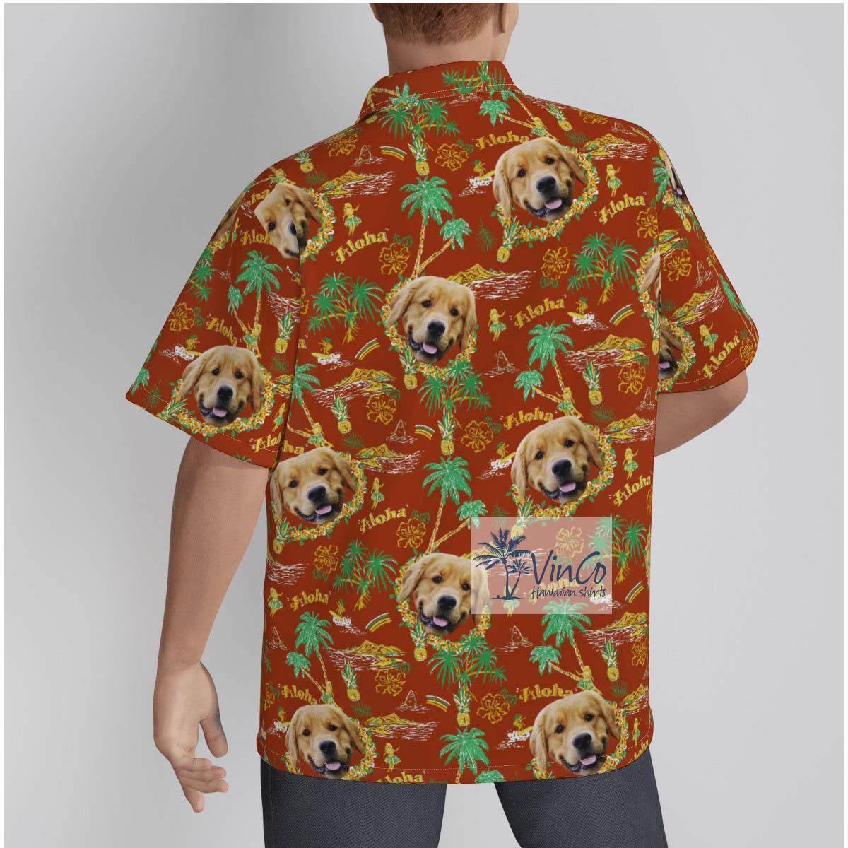 Custom Tropical Island Hula Girl Hawaiian Shirt With Dog Face