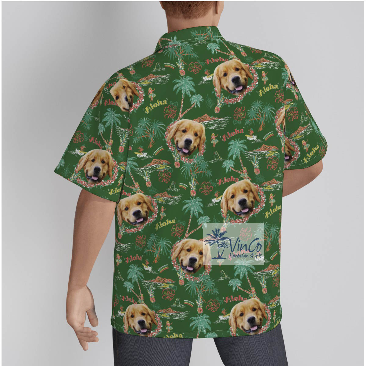 Funny Custom Tropical Island Hula Girl Hawaiian Shirt With Dog Face