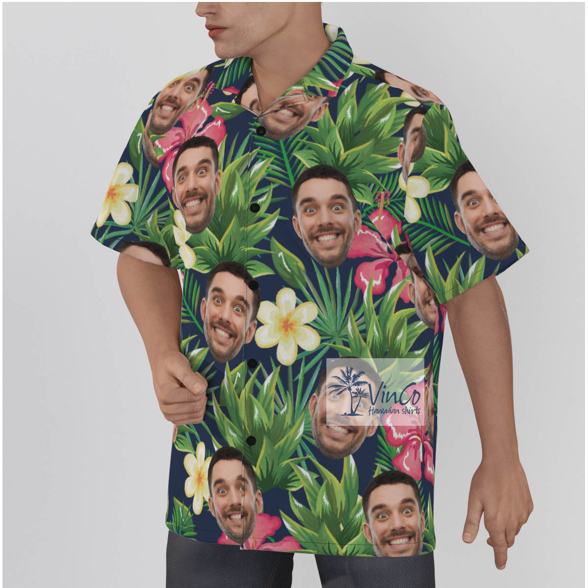 Customize Tropical Hibiscus Hawaiian Shirt With Face
