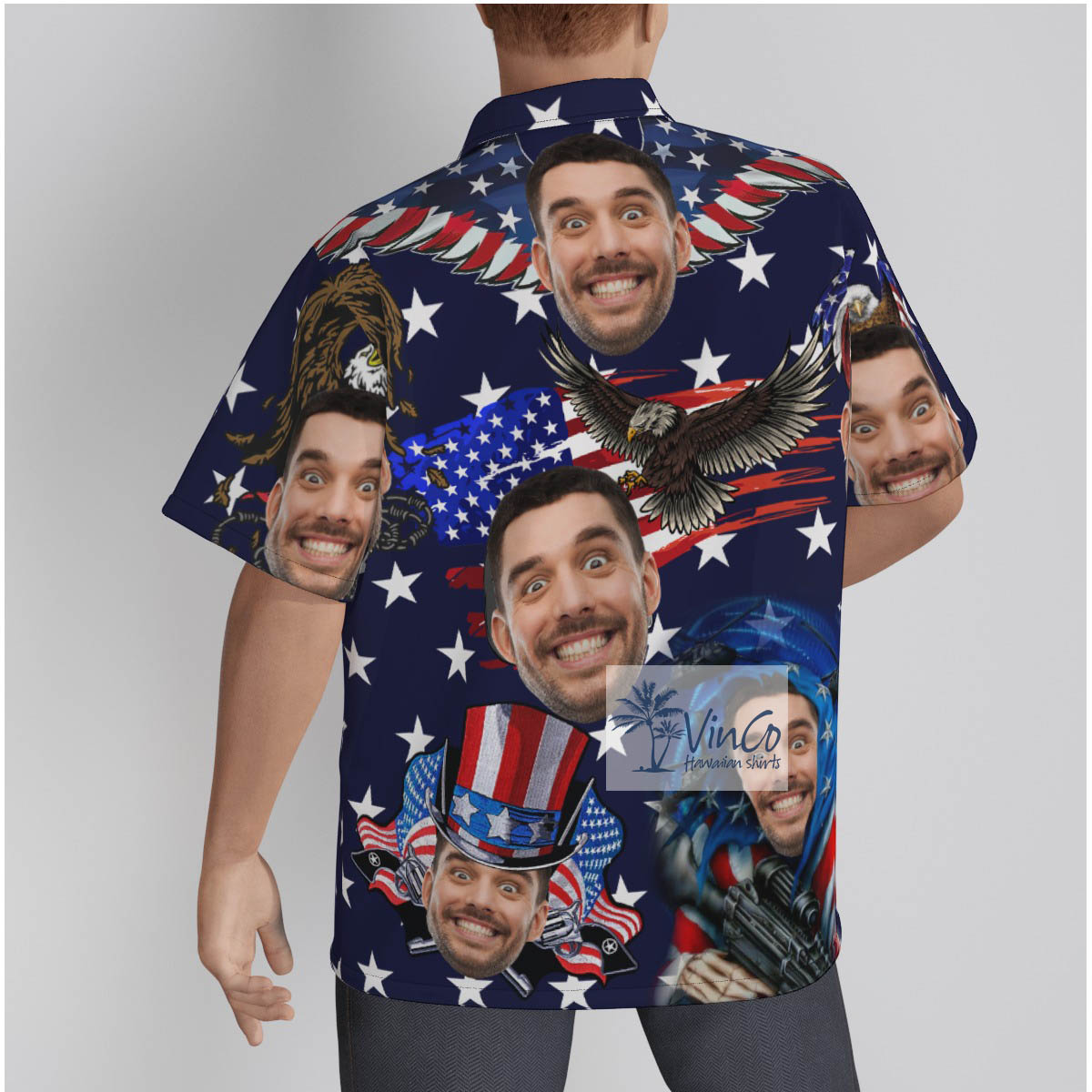 Custom Face American Eagles 4th Of July Hawaiian Shirt