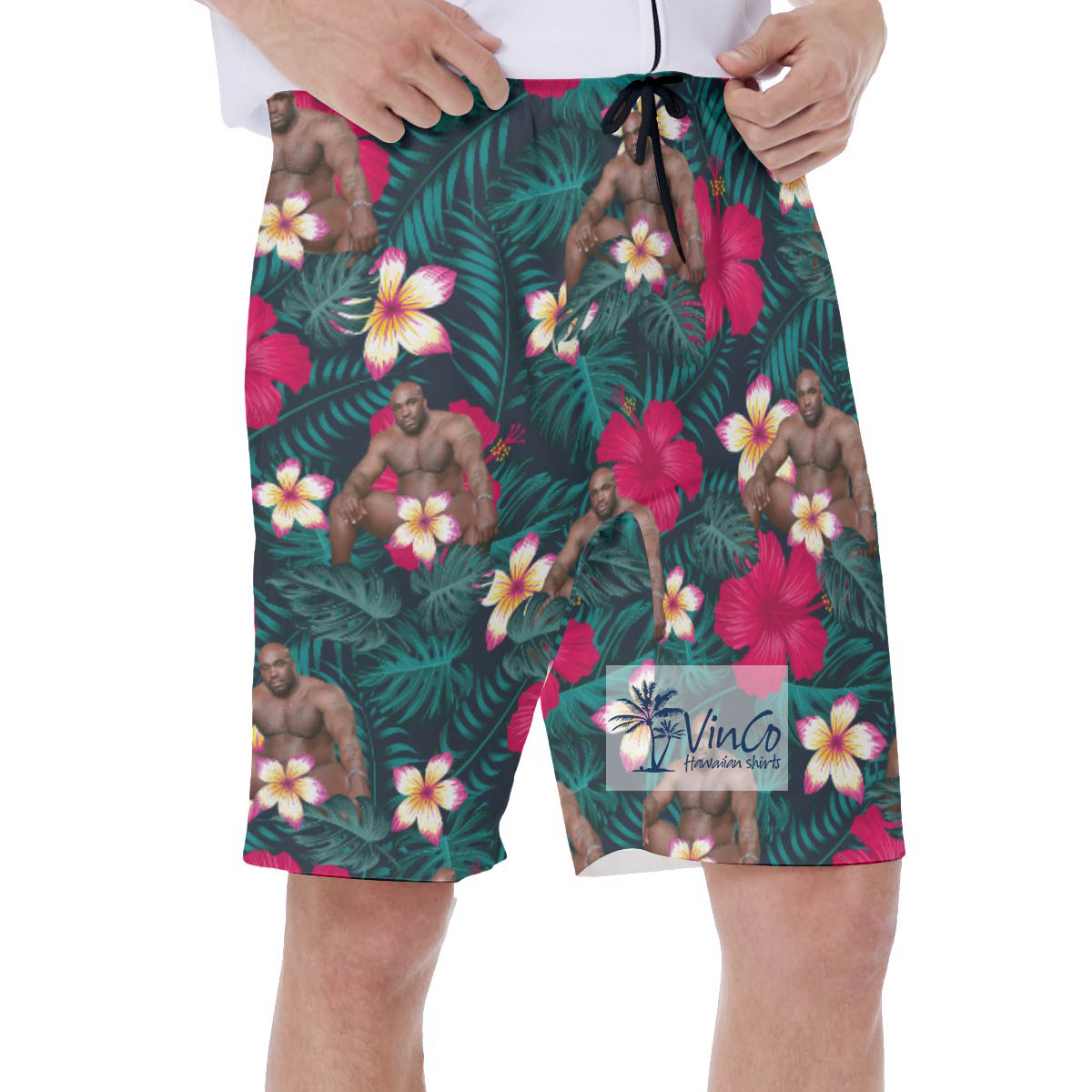 Barry Woo Floral Print Hawaiian Swim Trunks For Men