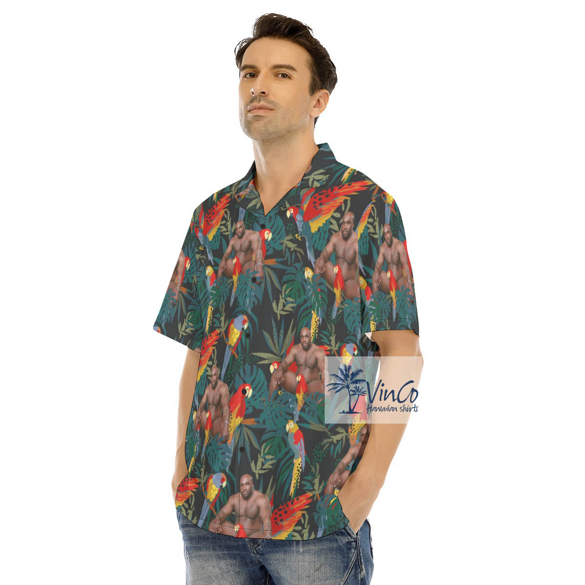 Unique Barry Wood Tropical Button Shirt For Men