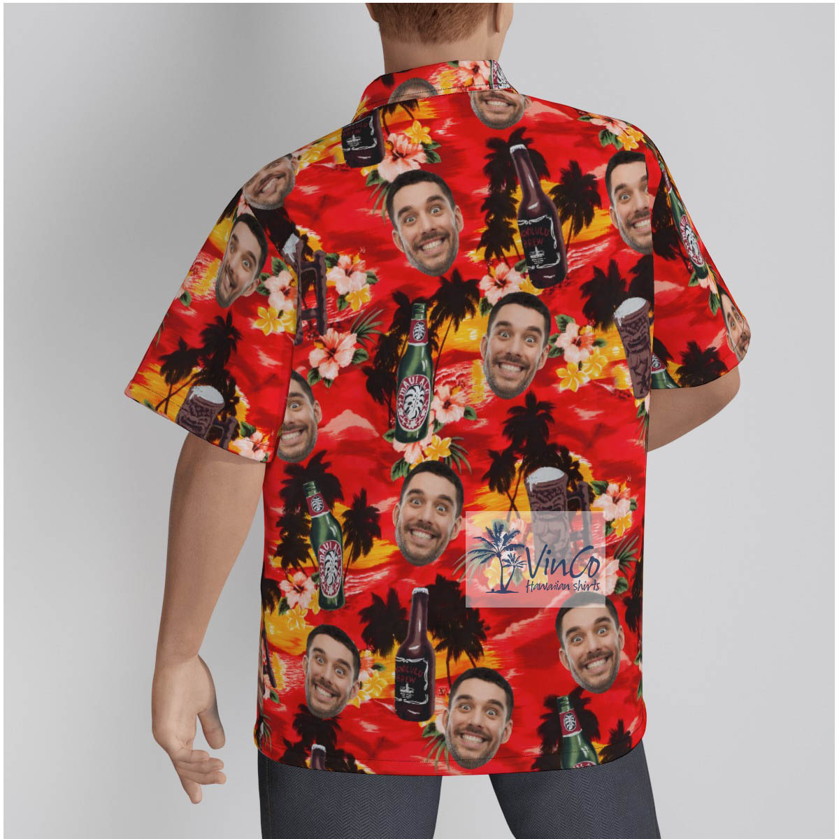 Funny Custom Face Vintage Beer Sunset Beach Hawaiian Shirt