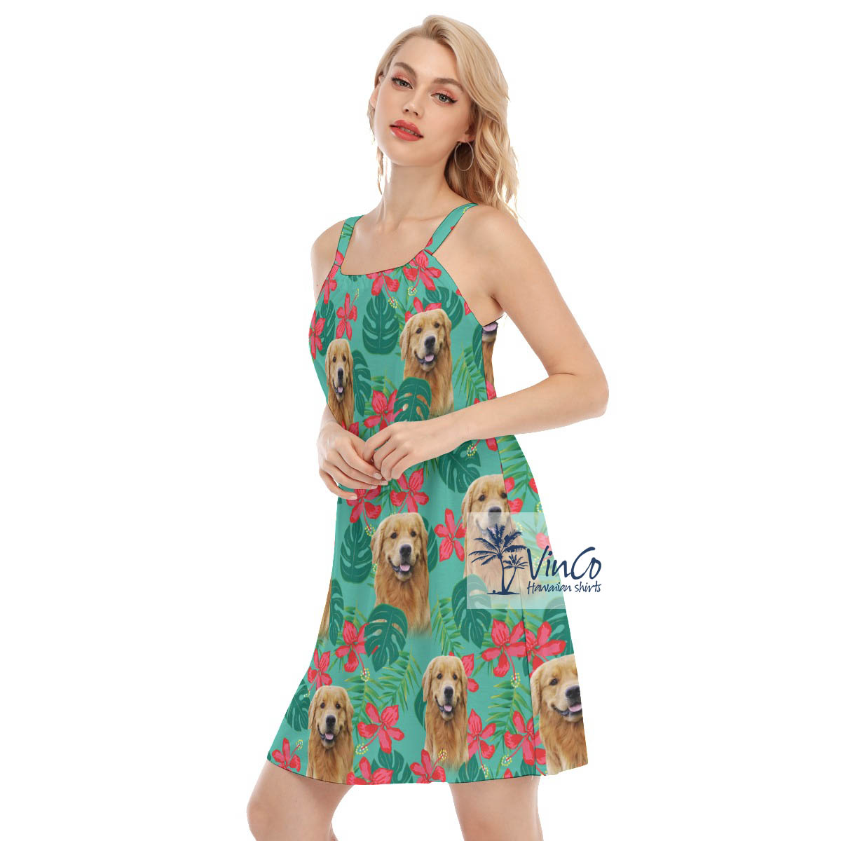 Custom Pet Faces Floral Summer Dress For Women