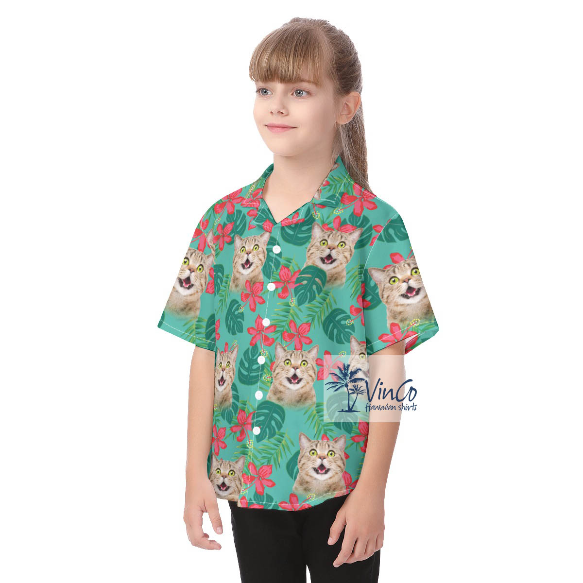 Custom Cat Faces Hawaiian Shirt For Boys And Girls