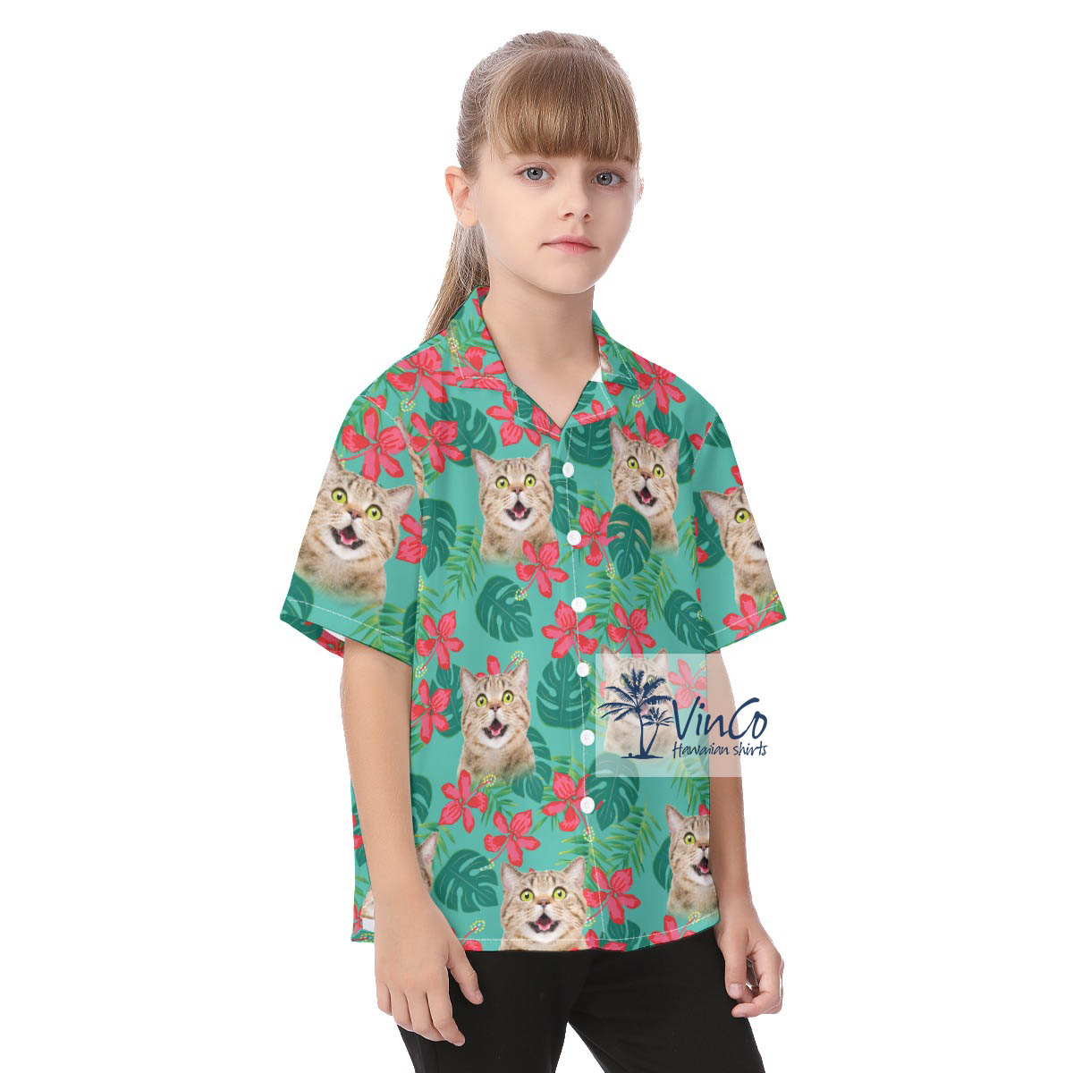 Custom Cat Faces Hawaiian Shirt For Boys And Girls