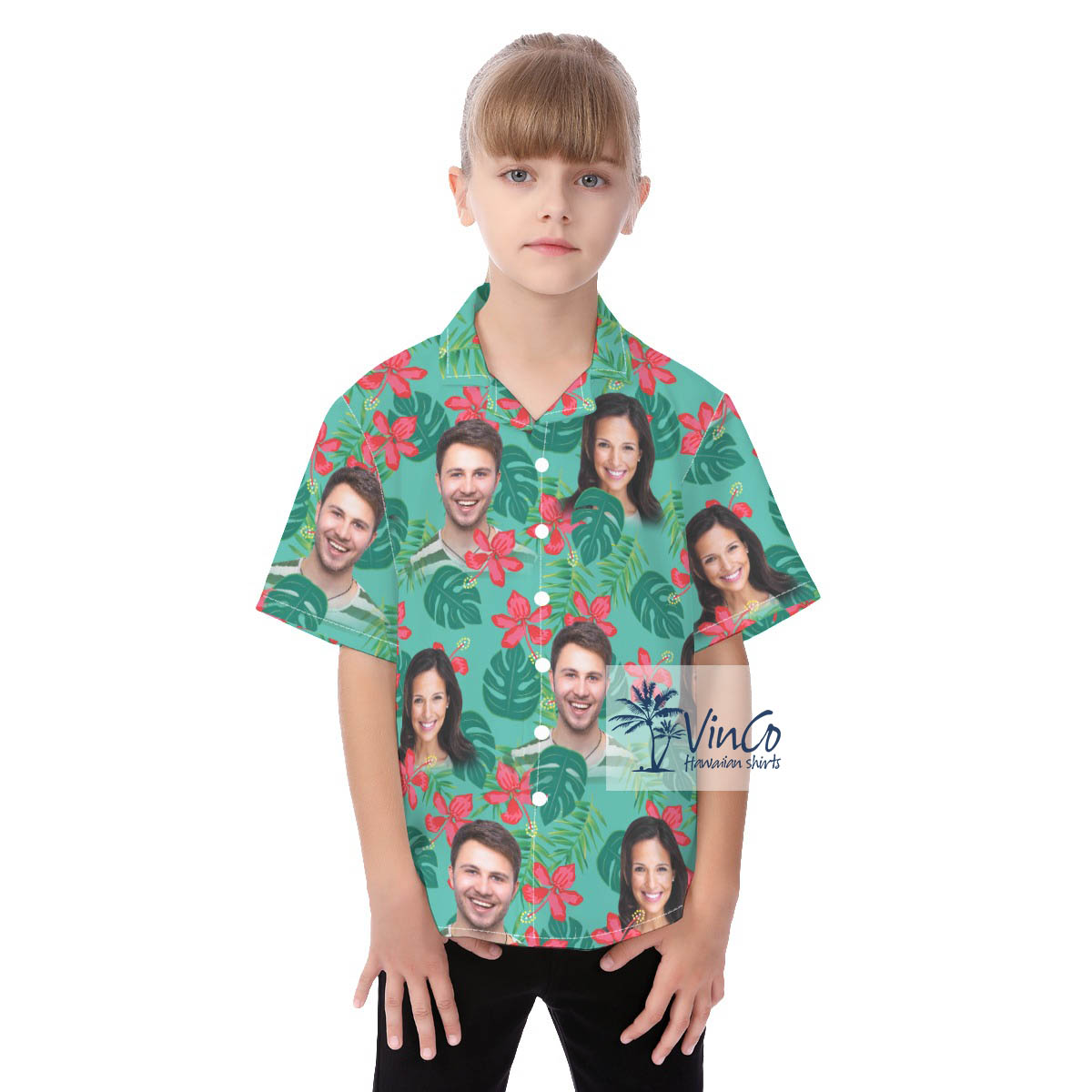 Personalized Parents Face On Kid's Hawaiian Shirts - variant image 1