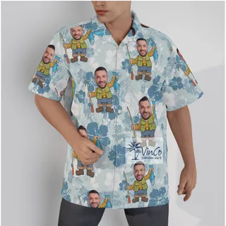 Personalized Fishing Man Hawaiian Button Up Shirt For Men