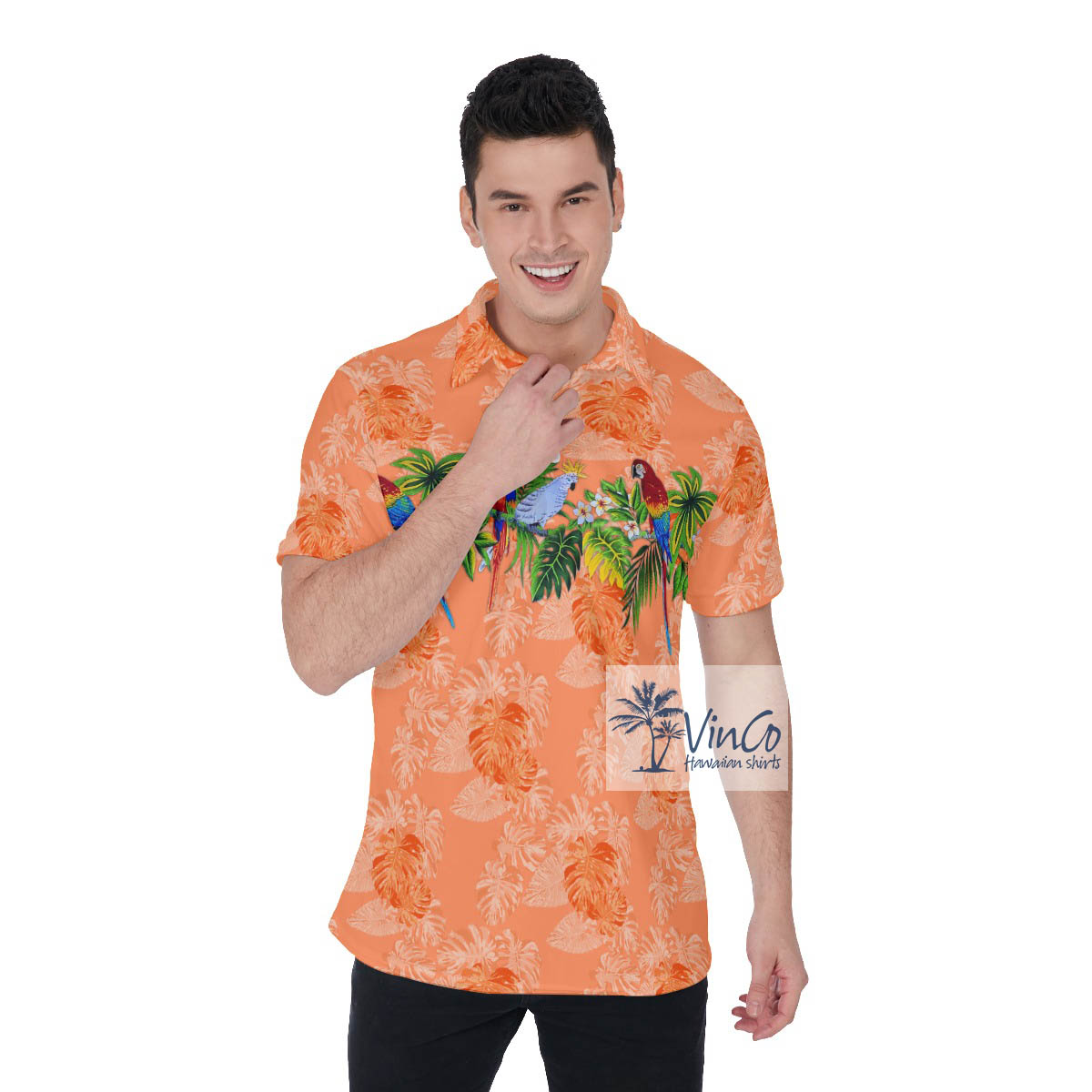 Parrot Hawaiian Golf Shirt For Men - variant image 1