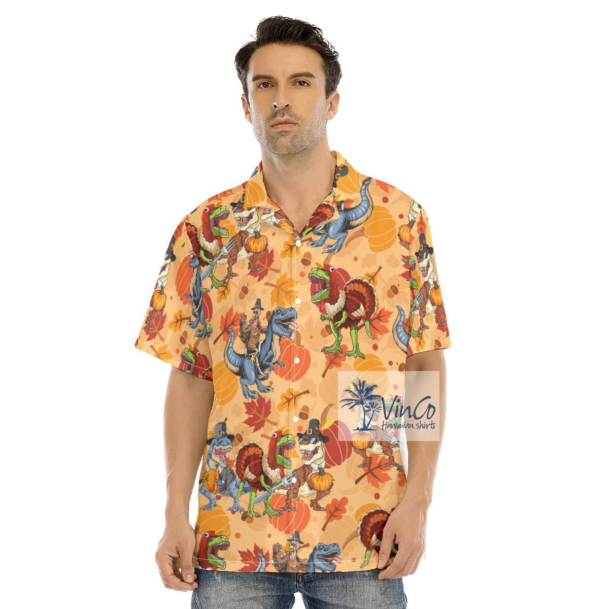 Funny Dinosaur Thanksgiving Hawaiian Shirt - variant image 1