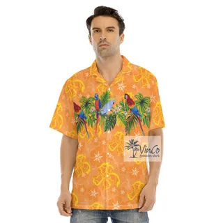 Tropical Parrot Orange Hawaiian Shirt