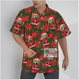 Personalized Santa Face Custom Pet Hawaiian Christmas Shirt