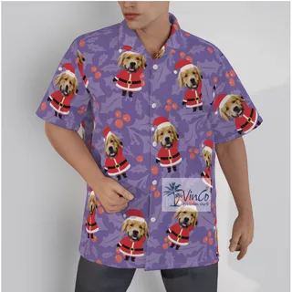 Custom Pet Face Personalized Christmas Gift Hawaiian Shirt