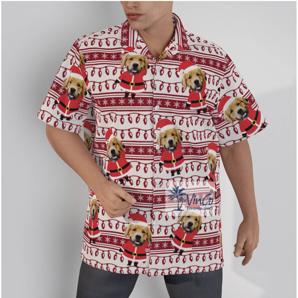Custom Your Dog Face Christmas Hawaiian Shirt Personalized Christmas Gift - variant image 1