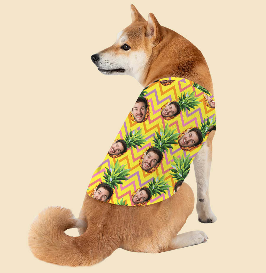 Funny Custom Face With Pineapple Yellow Hawaiian Shirt For Pet - variant image 1