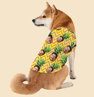 Funny Custom Face With Pineapple Yellow Hawaiian Shirt For Pet