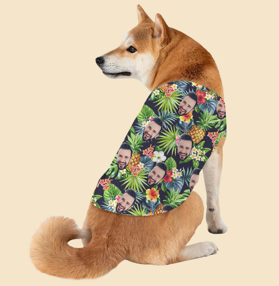 Funny Custom Face Pineapple Tropical Dog's Hawaiian Tank Top - variant image 1