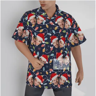Custom 2 Faces Christmas Lights Aloha Shirt For Men