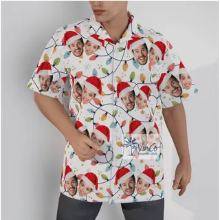 Custom Face Christmas Hawaiian Shirt With 2 Faces