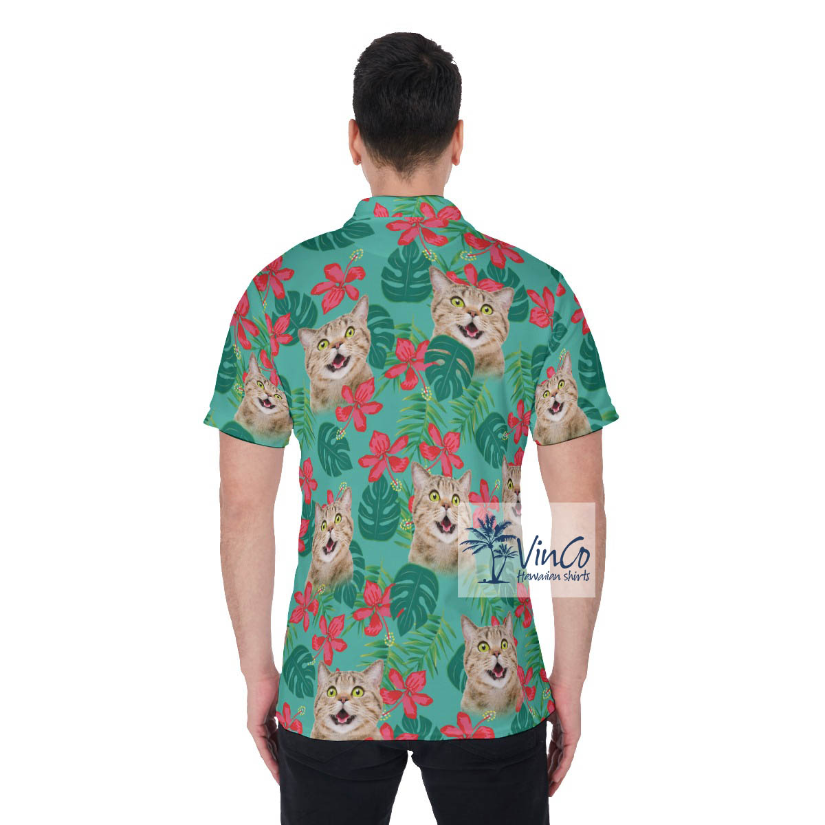 Personalized Custom Cat Floral Polo Shirt For Men