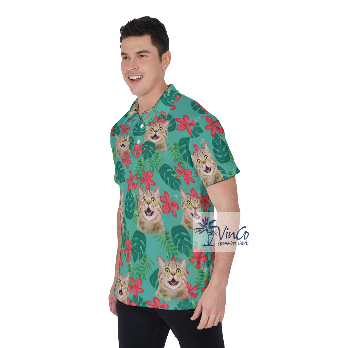 Personalized Custom Cat Floral Polo Shirt For Men