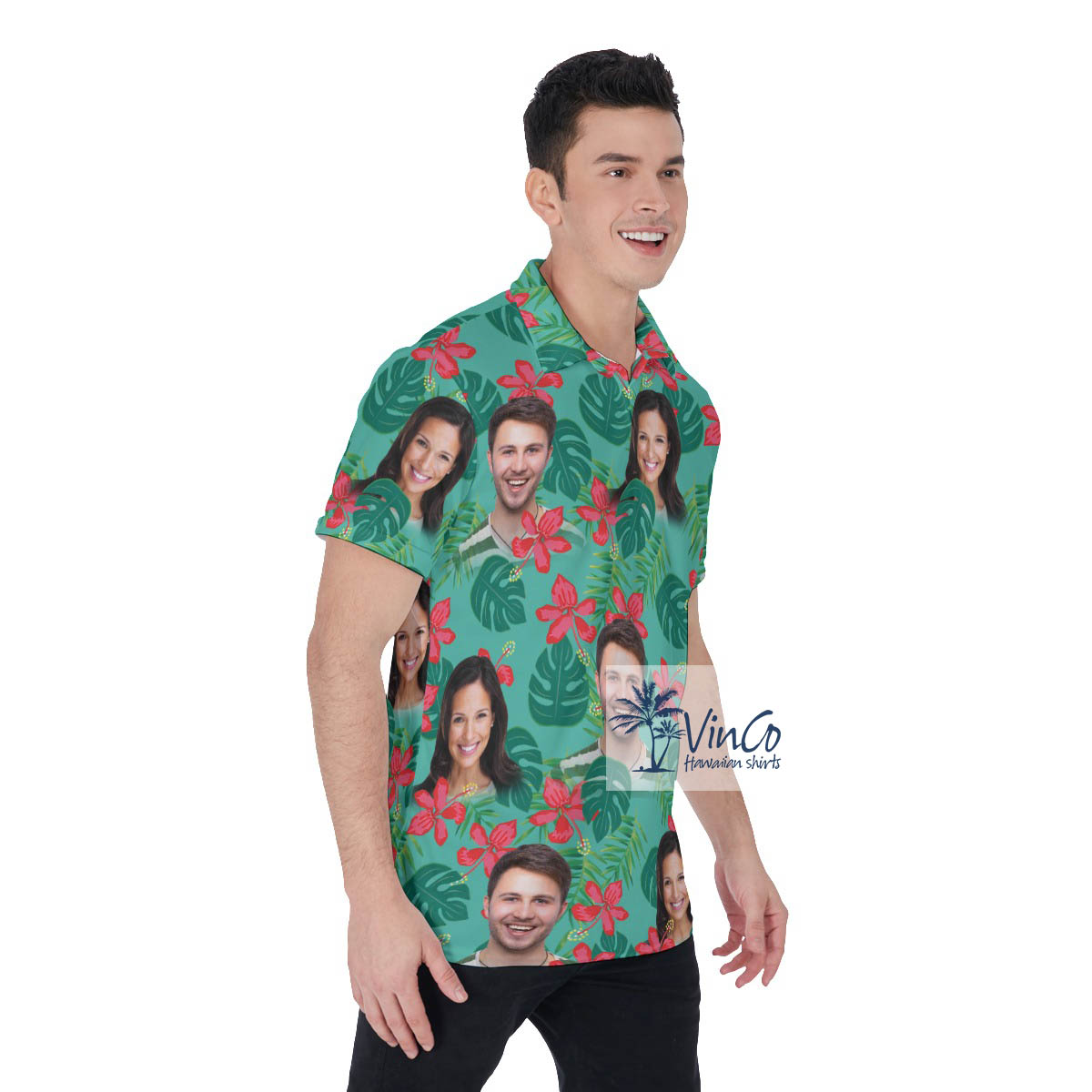 Personalized Photo Faces Hawaiian Polo Shirt For Men