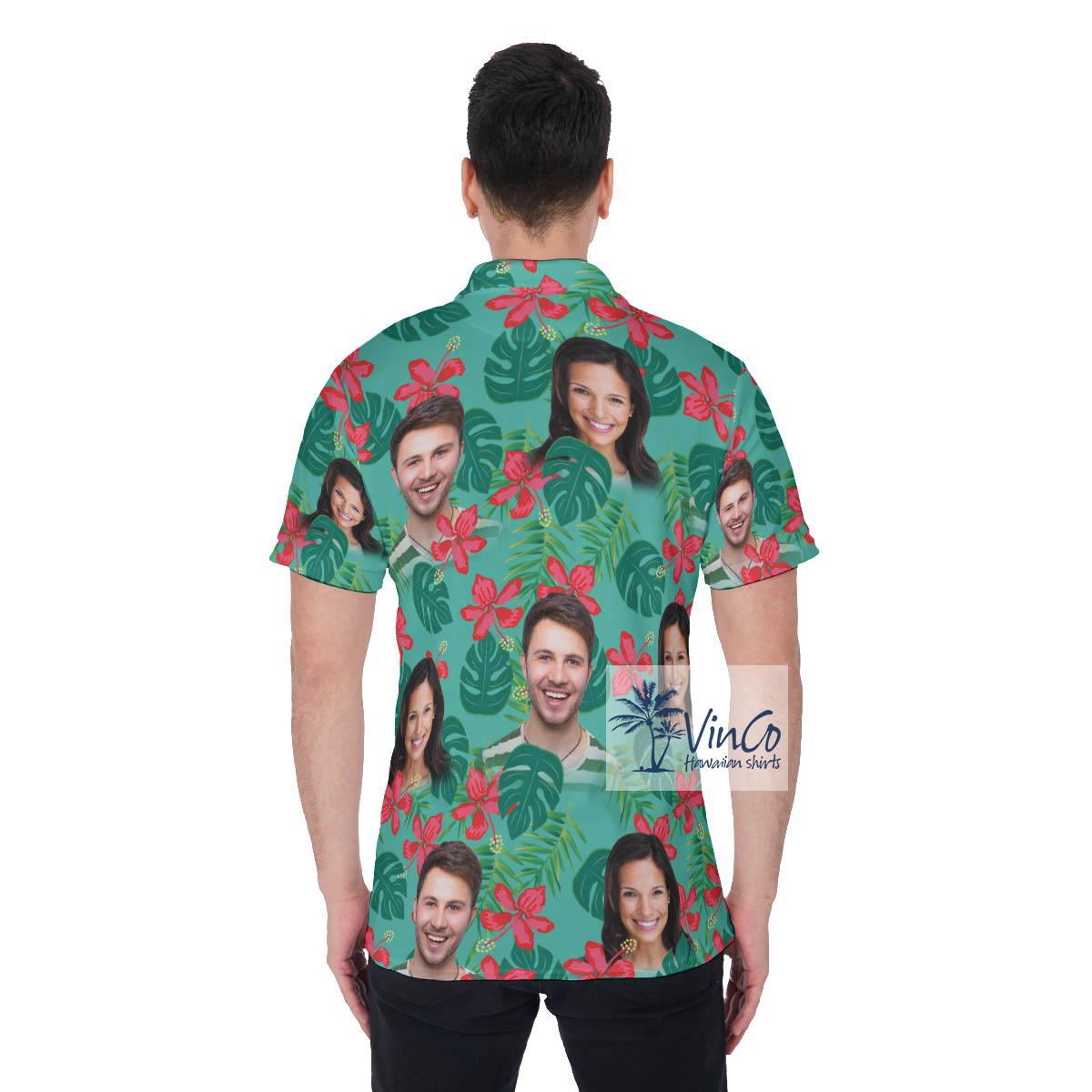 Personalized Photo Faces Hawaiian Polo Shirt For Men