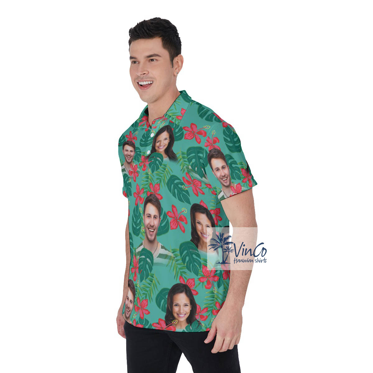 Personalized Photo Faces Hawaiian Polo Shirt For Men