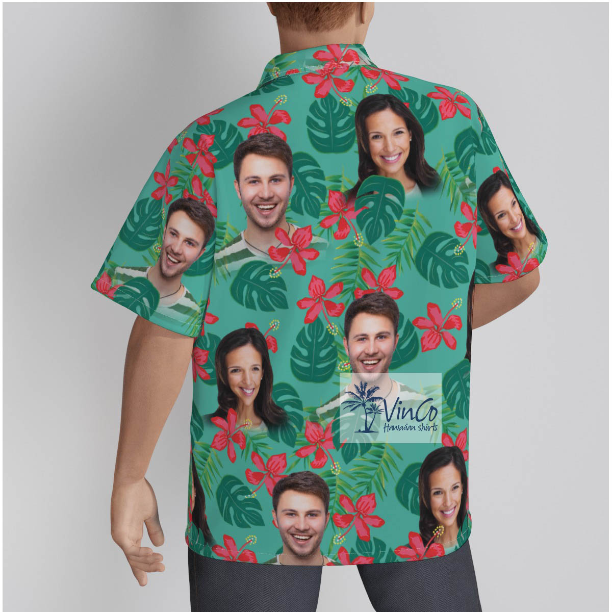 Custom Multiple Faces Floral Hawaiian Shirt For Men