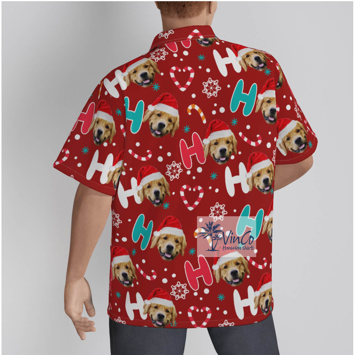 Custom Dog Faces Ho Ho Ho Christmas Red Shirt Gift For Men