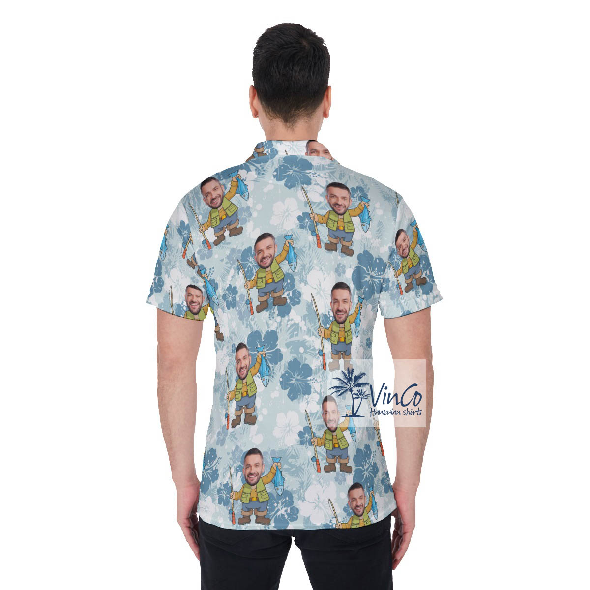Funny Personalized Fishing Man Hawaiian Polo Shirt For Men