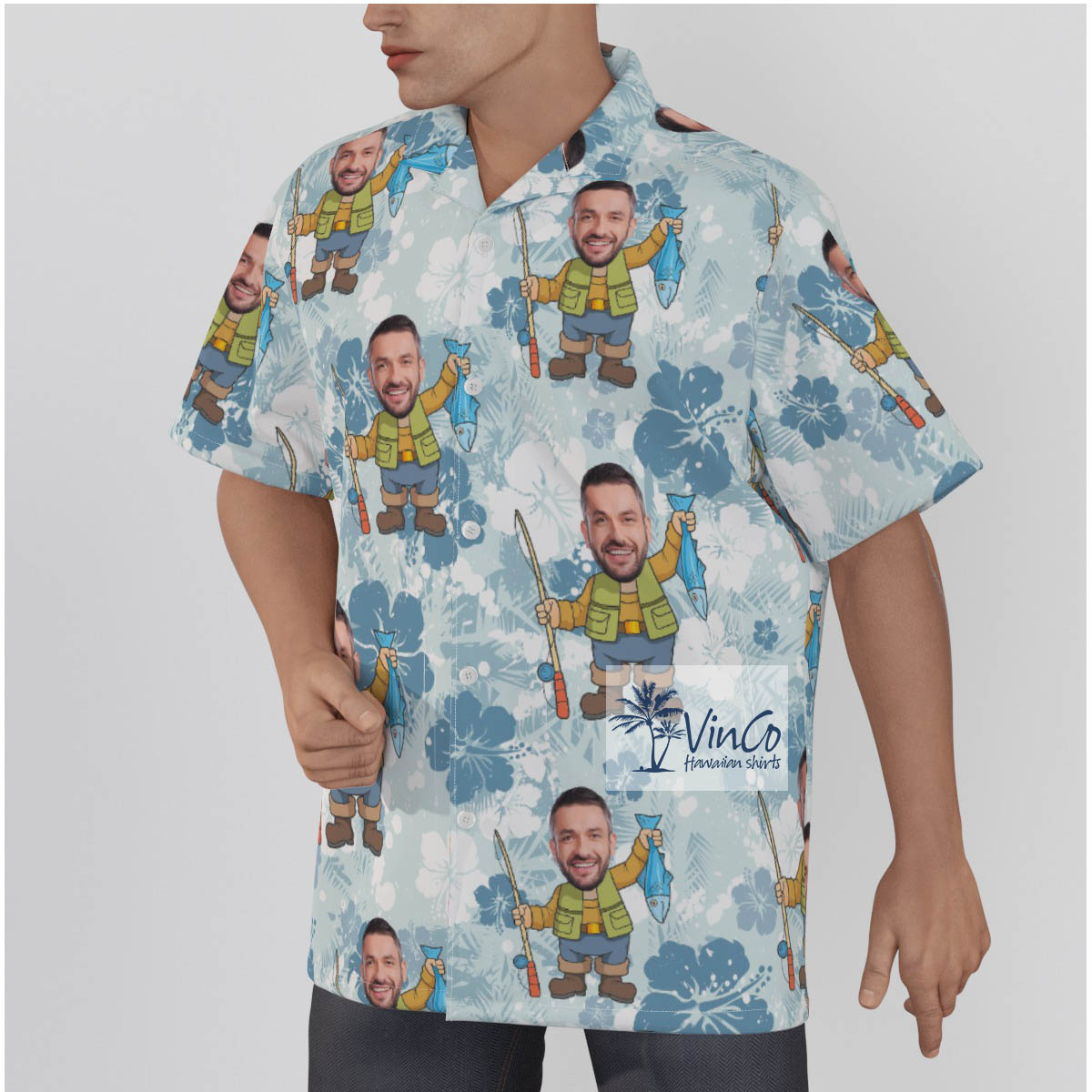 Personalized Fishing Man Hawaiian Button Up Shirt For Men