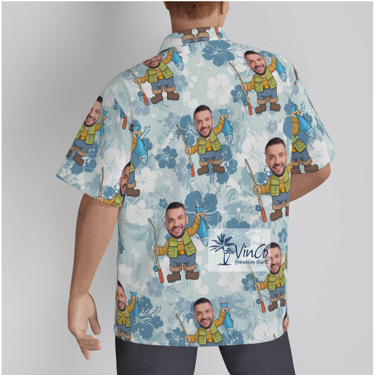 Personalized Fishing Man Hawaiian Button Up Shirt For Men