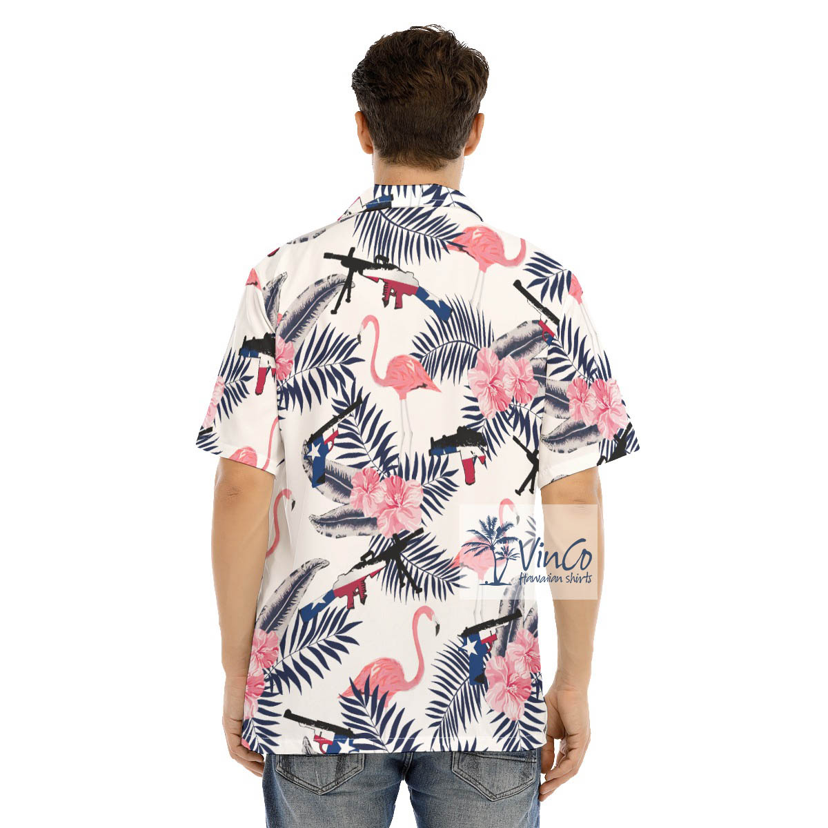 Texas Gun Flamingo Floral Hawaiian Shirt