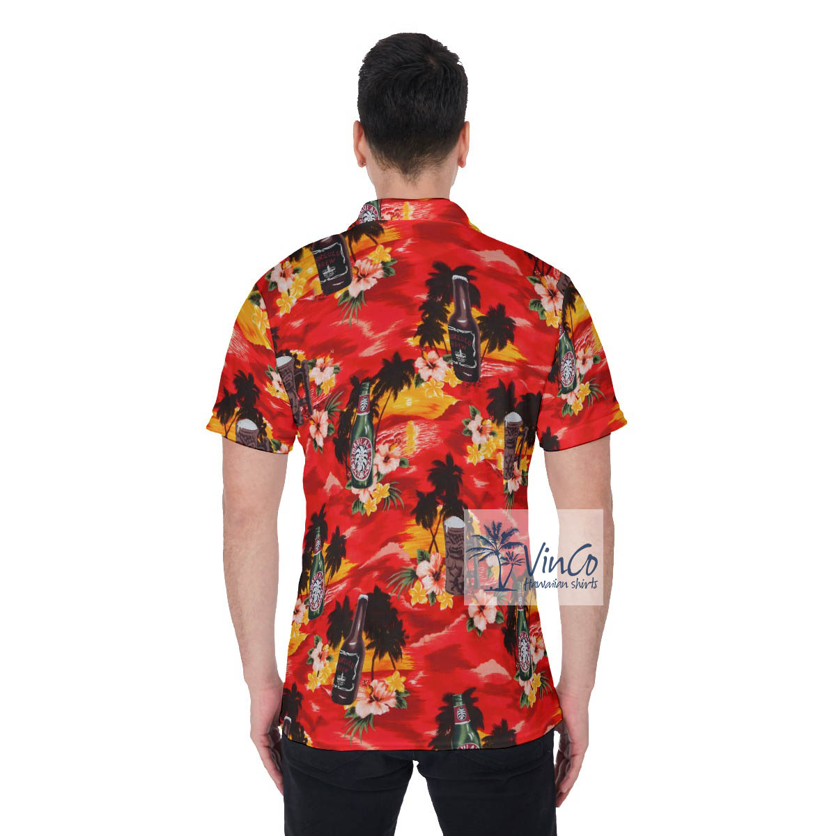 Sunset Beach Tropical Beer Hawaiian Polo Shirt