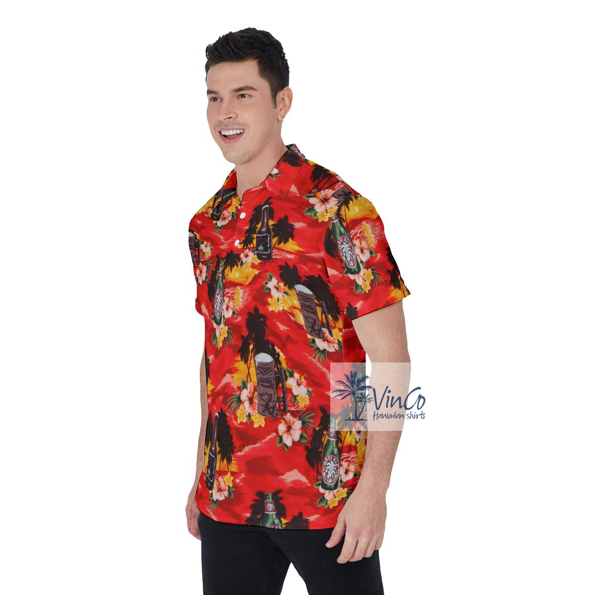 Sunset Beach Tropical Beer Hawaiian Polo Shirt