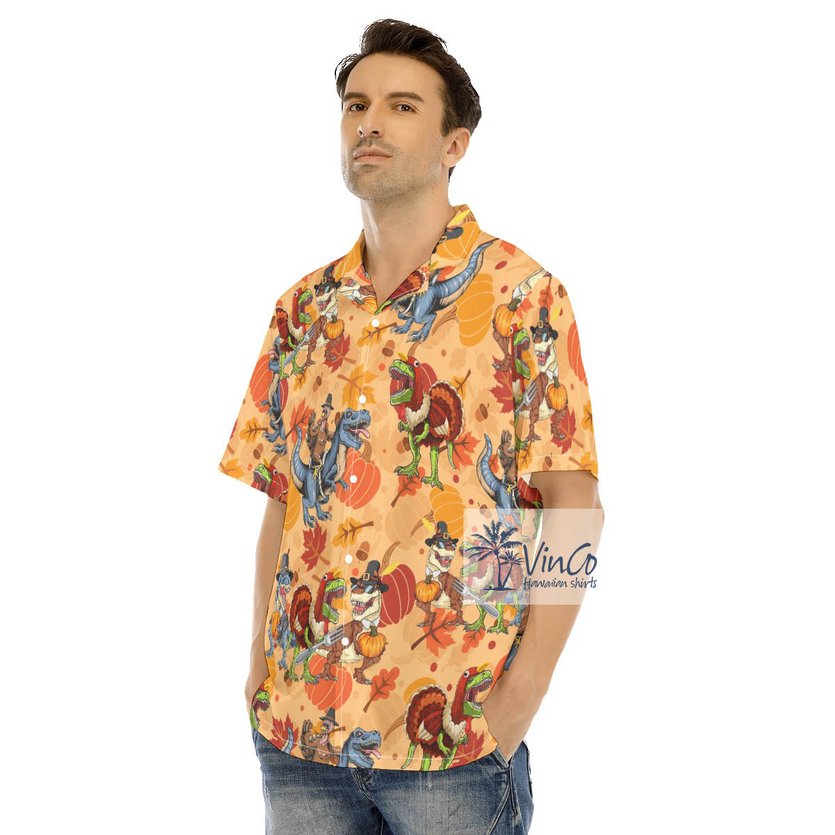Funny Dinosaur Thanksgiving Hawaiian Shirt