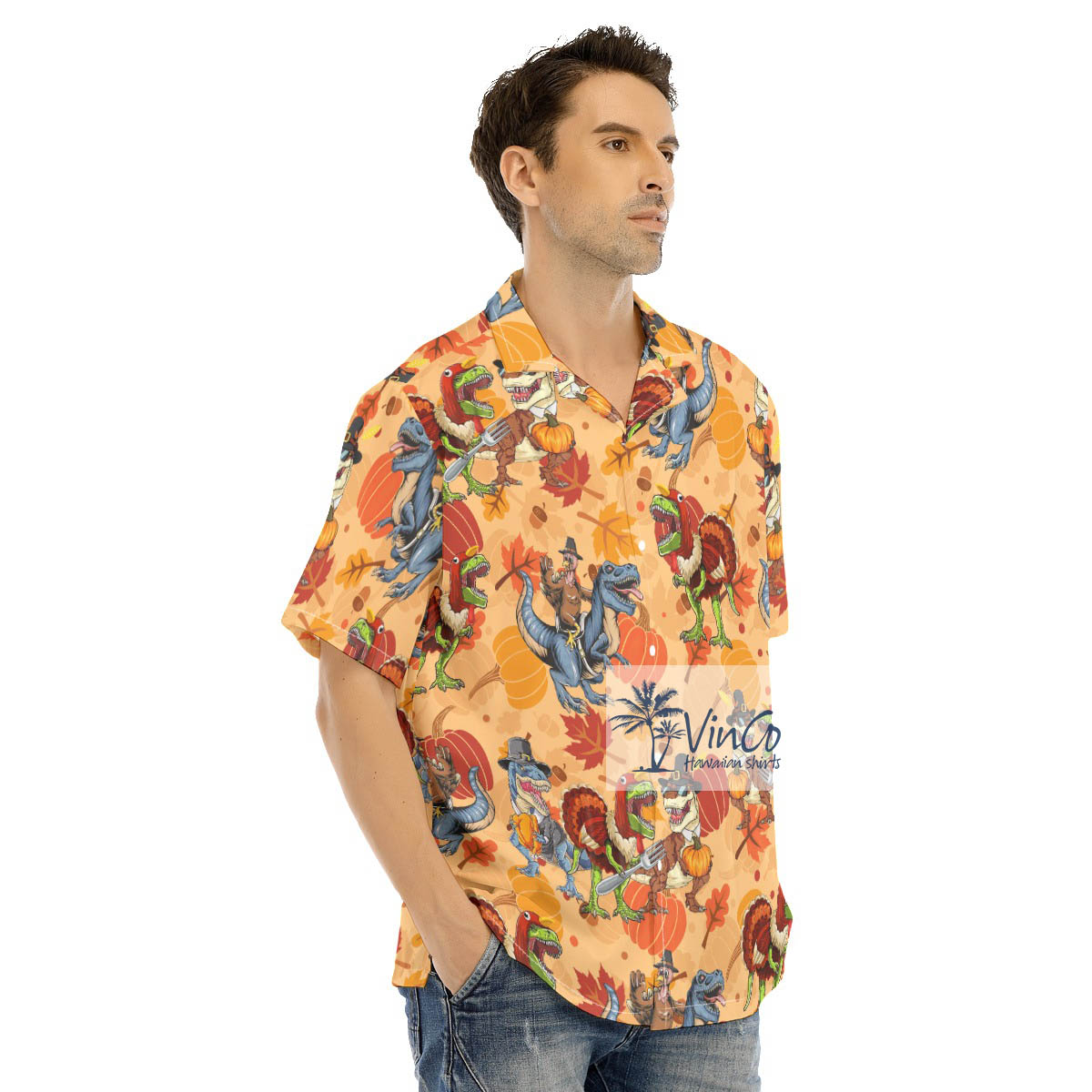 Funny Dinosaur Thanksgiving Hawaiian Shirt