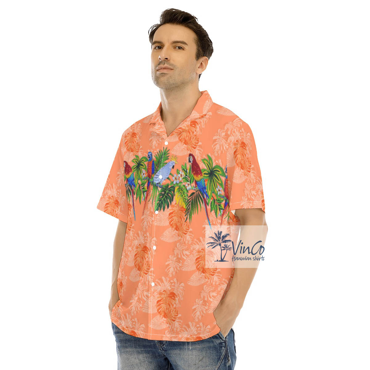 Floral Parrot Hawaiian Shirts For Men