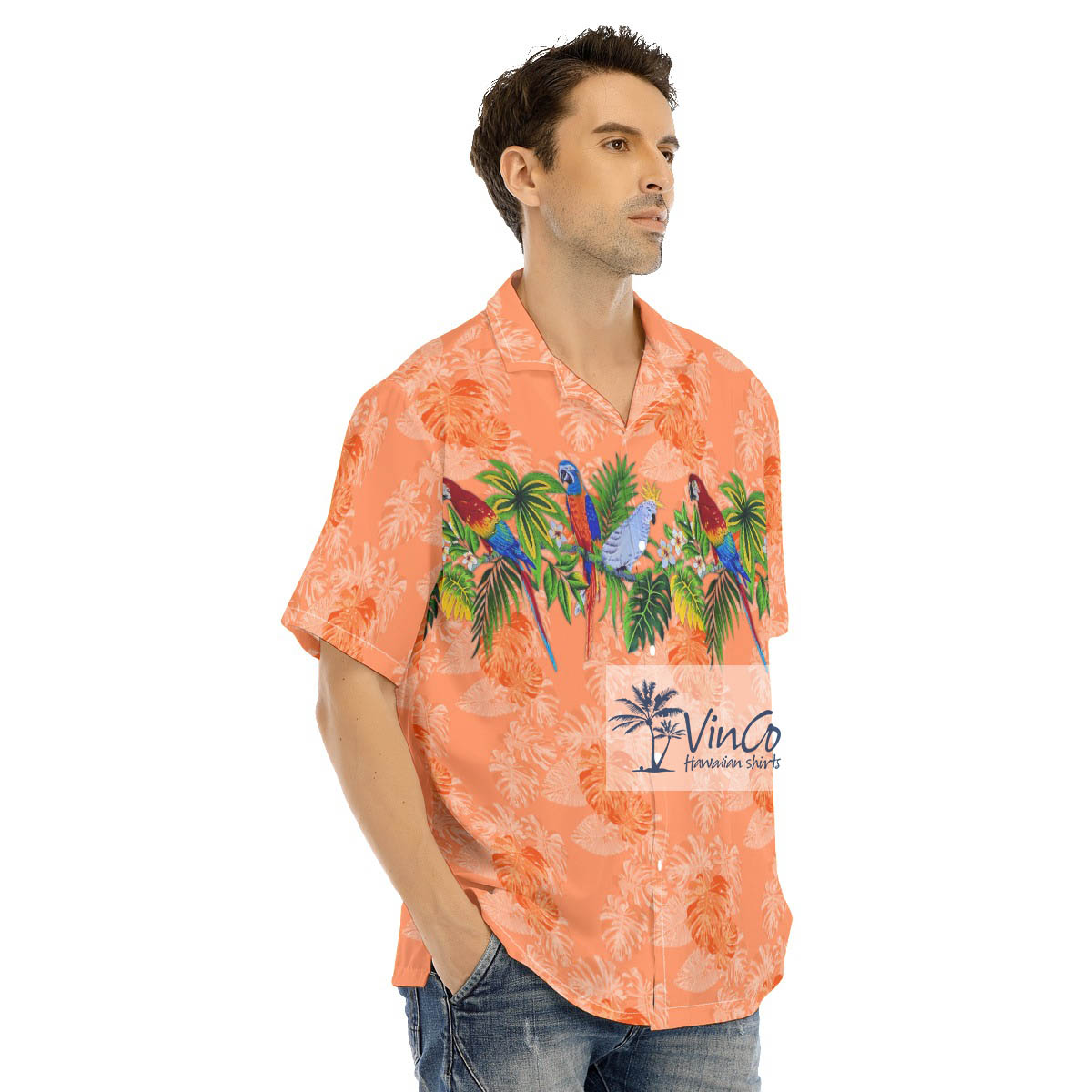 Floral Parrot Hawaiian Shirts For Men