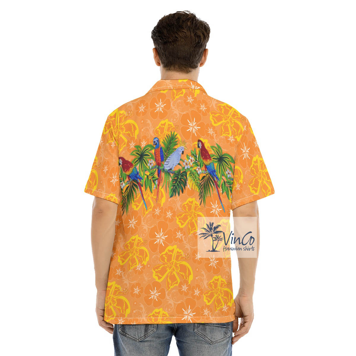 Tropical Parrot Orange Hawaiian Shirt