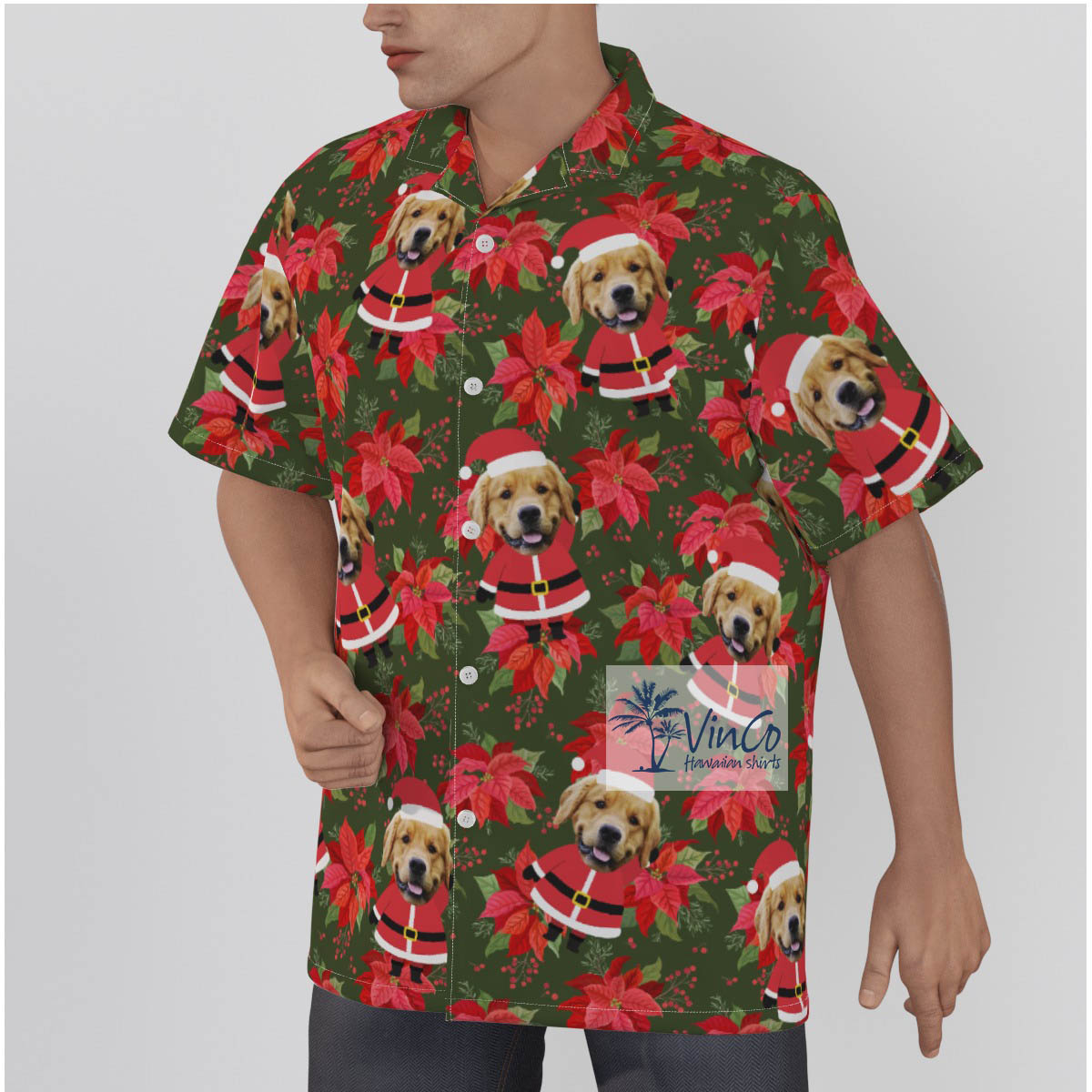 Personalized Santa Face Custom Pet Hawaiian Christmas Shirt